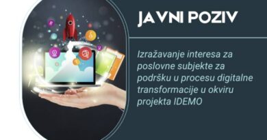 JAVNI POZIV: Izražavanje interesa za poslovne subjekte za podršku u procesu digitalne transformacije u okviru projekta IDEMO