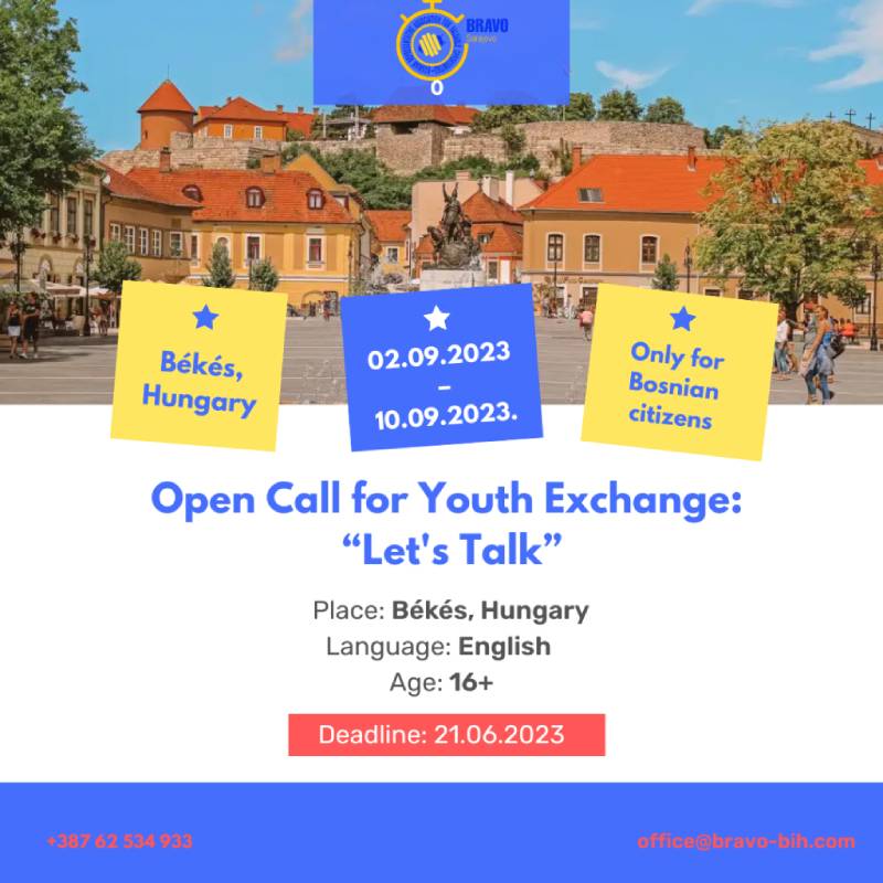 Open call for 6 participants for Youth Exchange „Let’s Talk“ in Békés, Hungary