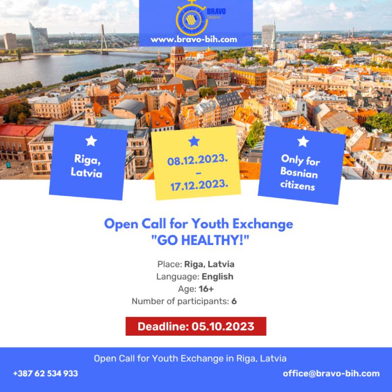 Open Call for 6 Participants for Youth Exchange ‘’Go healthy!’’ in Latvia