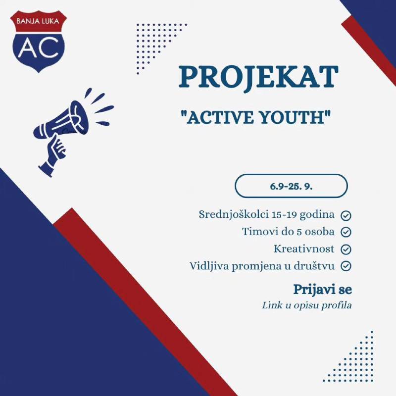 Konkurs za srednjoškolce: Projekat "Active Youth"