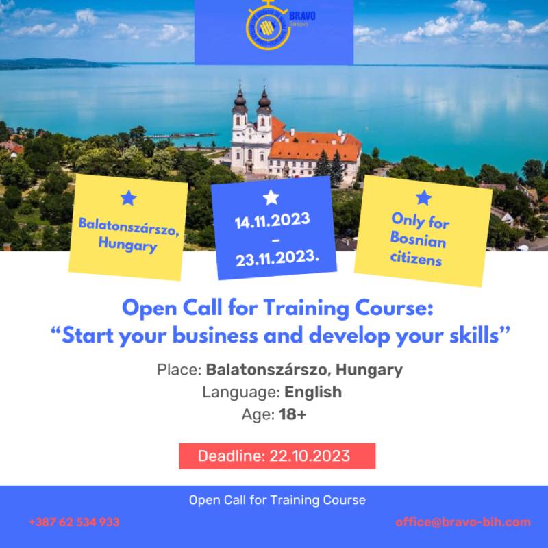 Open call for 4 participants for the Training Course “Start your business and develop your skills’’ in Hungary