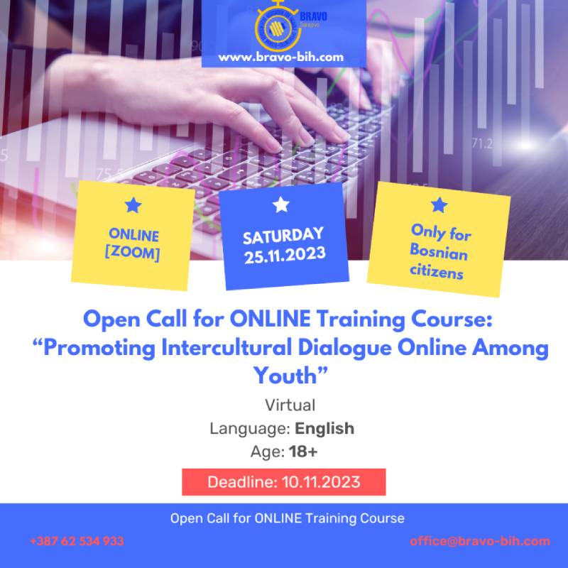 Open call for 45 participants for the Training Course “Promoting Intercultural Dialogue Online Among Youth” VIRTUAL