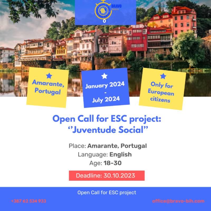 Open call for participants from Europe for ESC project in Amarante, Portugal