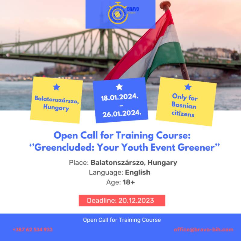 Open call for Training Course ‘’Greencluded: Your Youth Event Greener” in Hungary