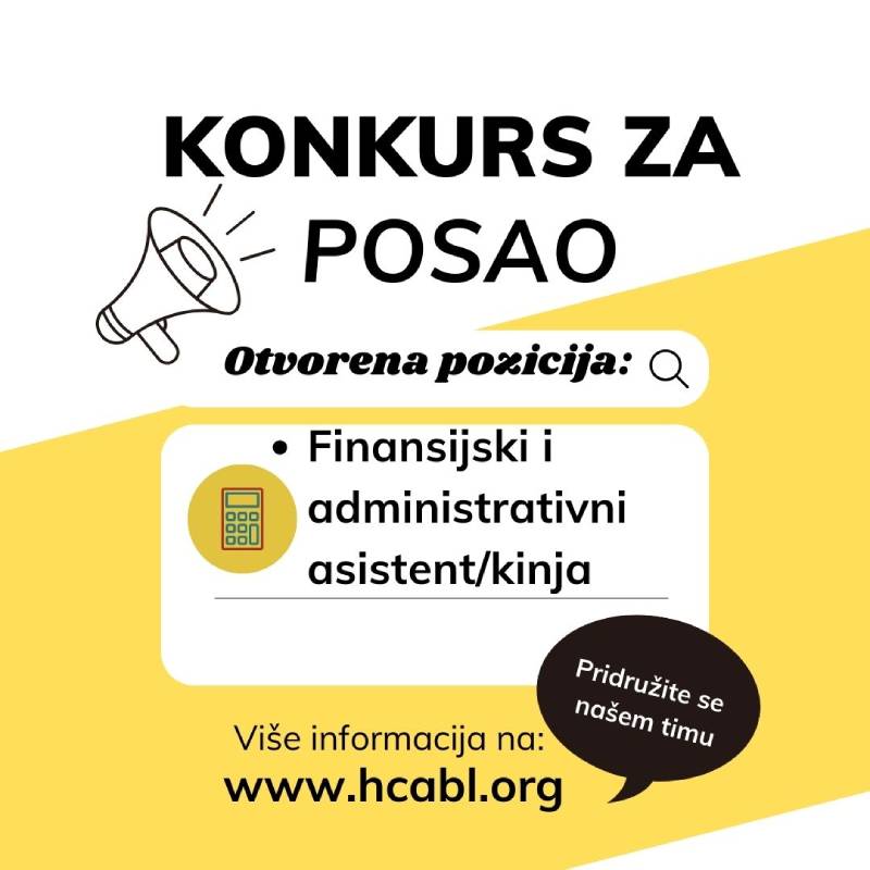 KONKURS ZA POSAO: HCA BL traži finansijskog i administrativnog asistenta/kinju