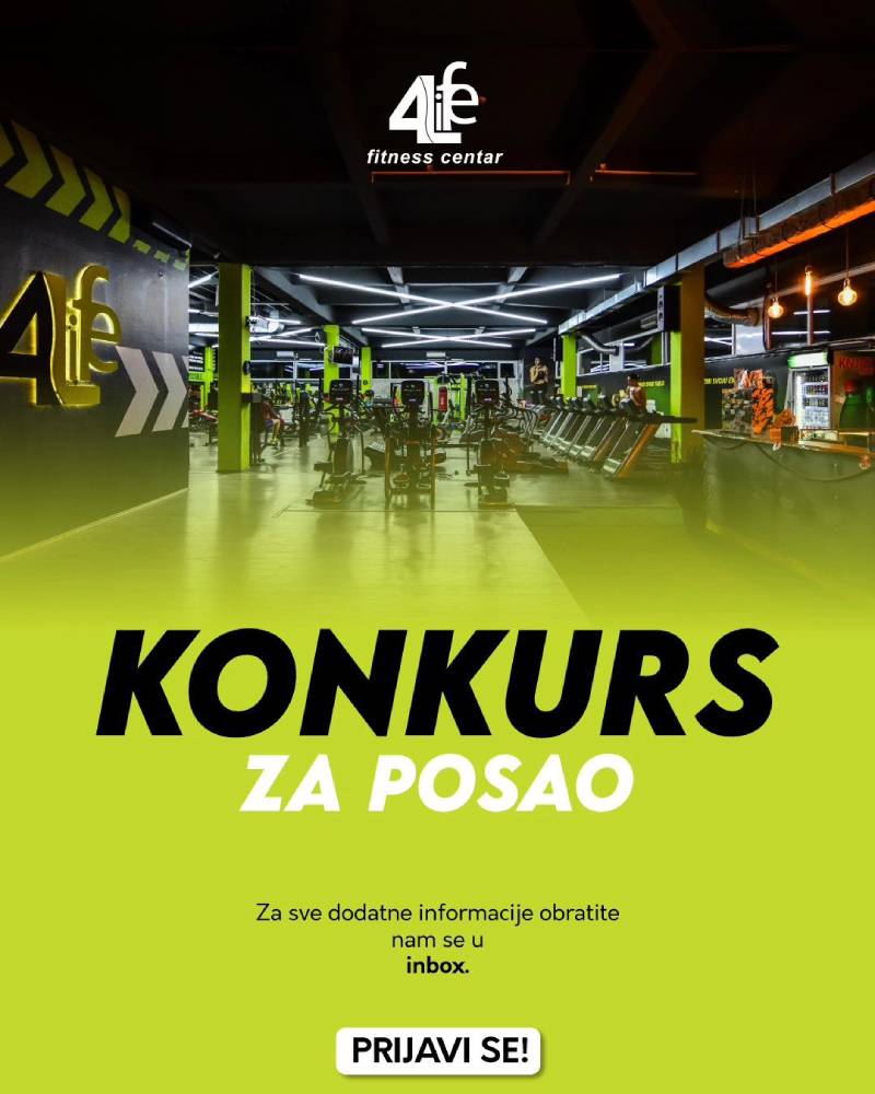 Fitnes centar 4Life: Konkurs za posao