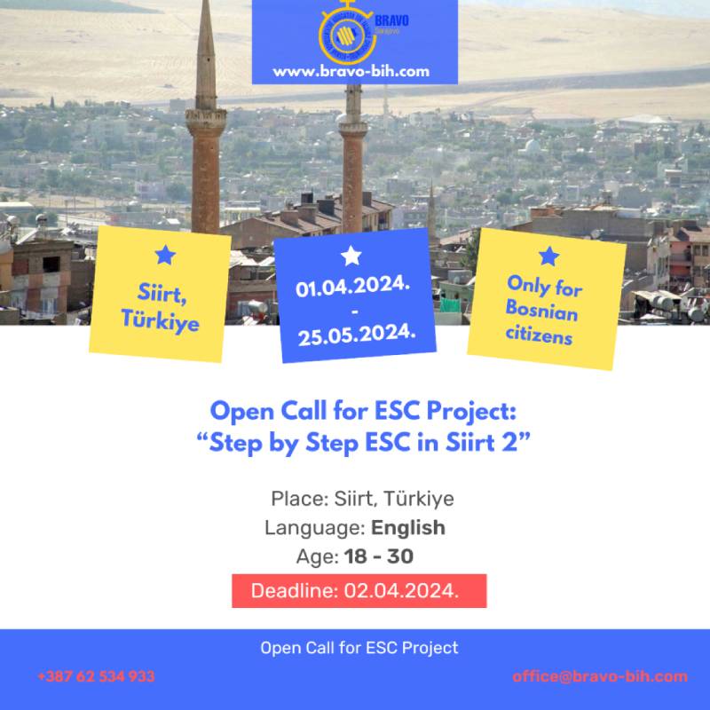 Open Call for European Solidarity Corps project in Siirt, Türkiye