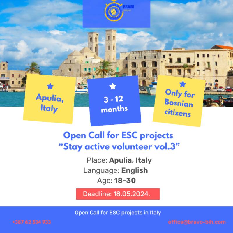 Open Call for European Solidarity Corps Projects in Apulia, Italy