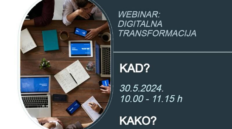 Poziv za učešće: Webinar digitalna transformacija