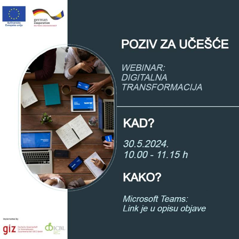 Poziv za učešće: Webinar digitalna transformacija