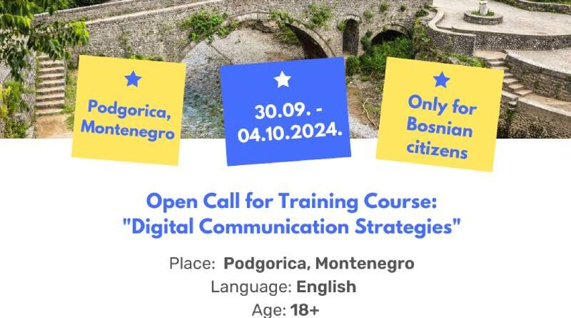 Open Call for 8 Participants for Training Course in Podgorica, Montenegro