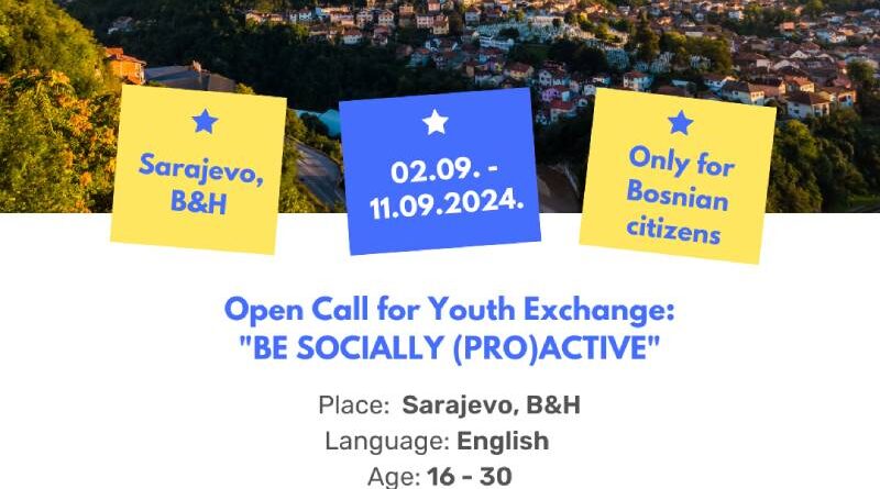 Open call for 5 participants for Youth Exchange in Sarajevo