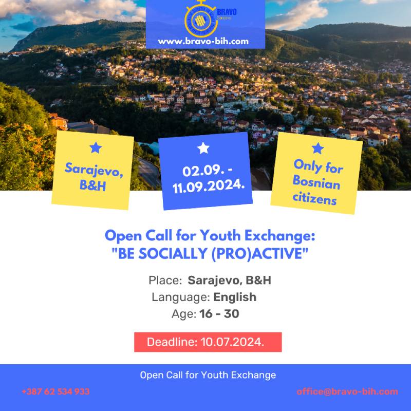 Open call for 5 participants for Youth Exchange in Sarajevo