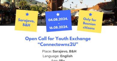 Open call for 6 participants for Youth Exchange in Sarajevo, B&H