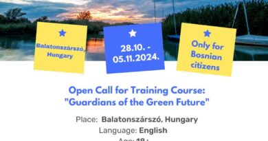 Open Call for 5 participants for Training Course in Balatonszárszó, Hungary