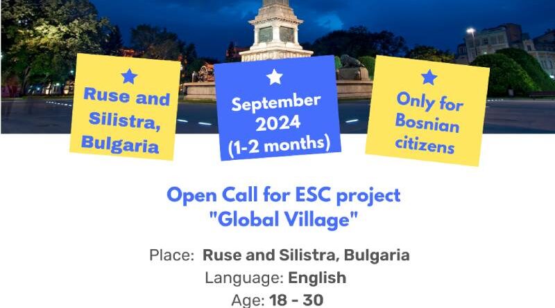 Open Call for European Solidarity Corpas Project in Ruse & Silistra, Bulgaria