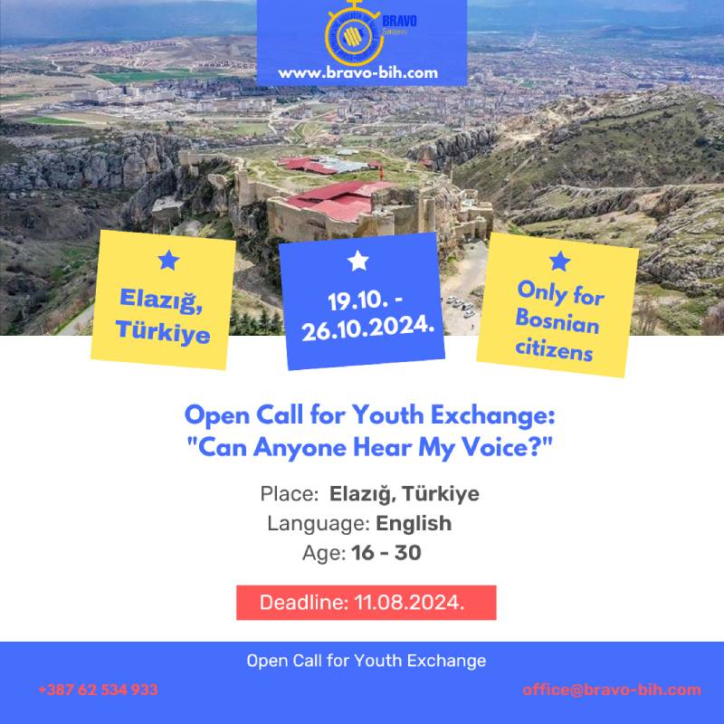 Open call for 7 participants for Youth Exchange in Elazığ, Türkiye