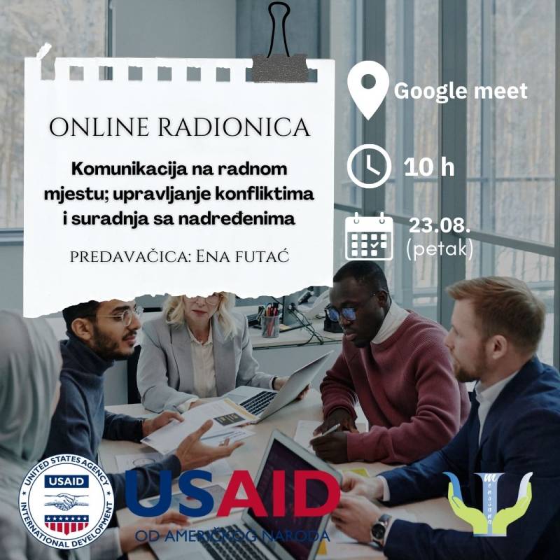 POZIV NA ONLINE RADIONICU – Komunikacija na radnom mjestu: upravljanje konfliktima i suradnja sa nadređenima