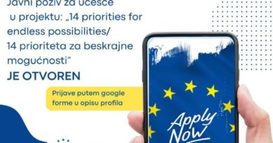 „Javni poziv za učešće u projektu: „14 priorities for endless possibilities/14 prioriteta za beskrajne mogućnosti”