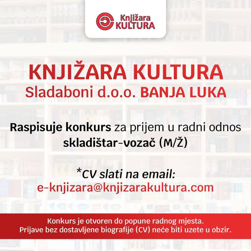 Knjižara Kultura zapošljava