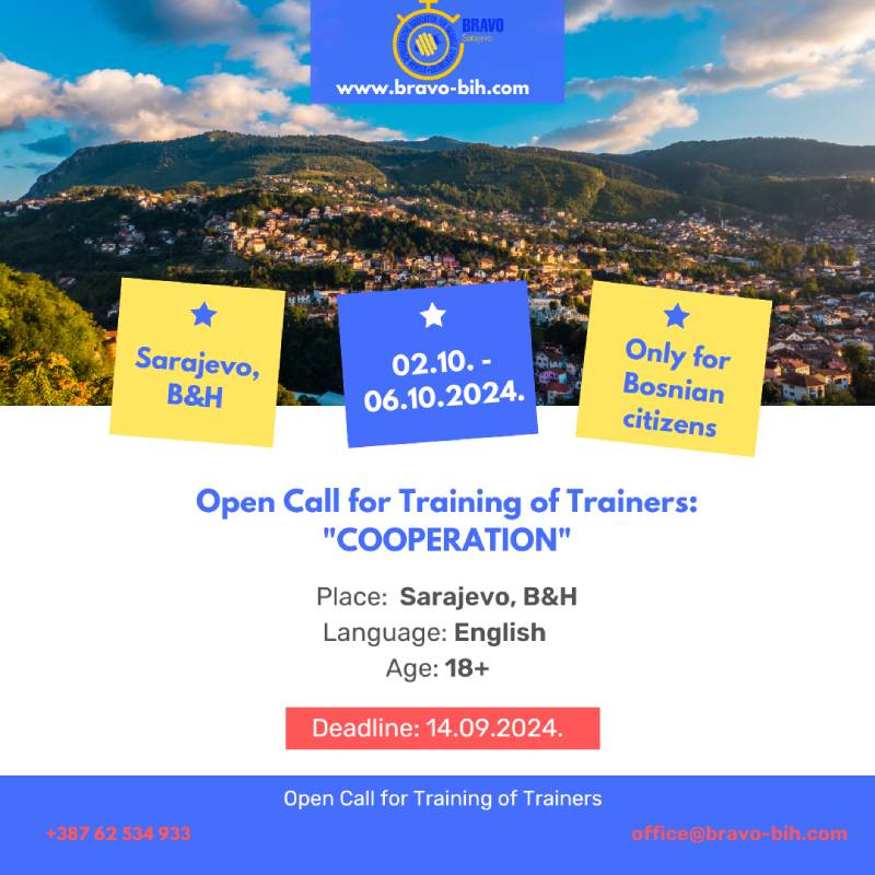 Open Call for 10 participants for Training of Trainers in Sarajevo, B&H