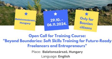 Open Call for 5 participants for Training Course in Balatonszárszó, Hungary