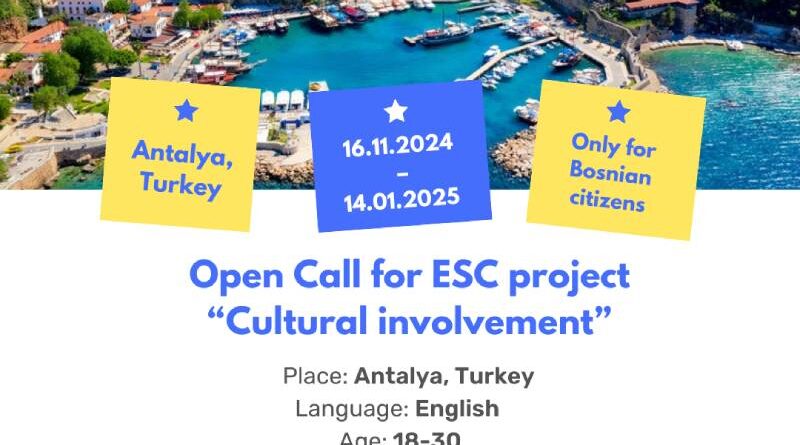 Open Call for European Solidarity Corps Project in Antalya, Türkiye