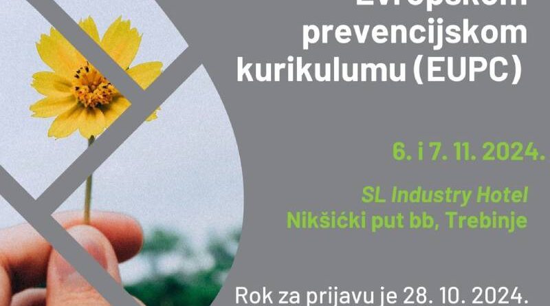 Poziv za učešće na treningu o Evropskom prevencijskom kurikulumu