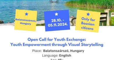 Open Call for Youth Exchange “Youth Empowerment through Visual Storytelling” in Balatonszárszó, Hungary