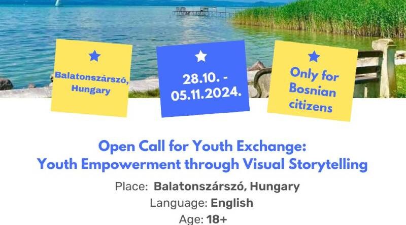 Open Call for Youth Exchange “Youth Empowerment through Visual Storytelling” in Balatonszárszó, Hungary