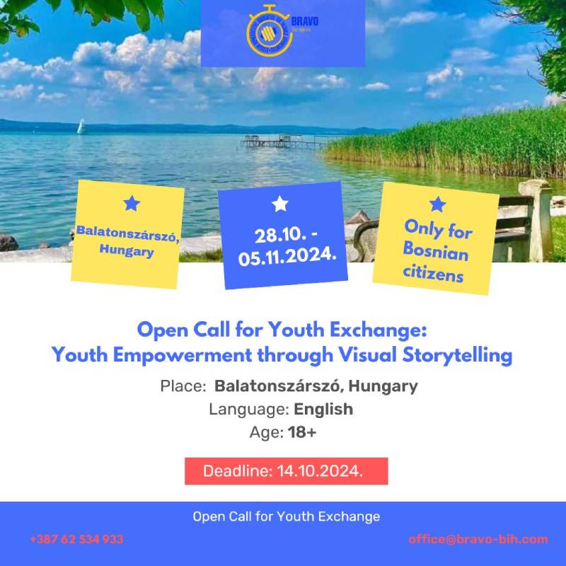 Open Call for Youth Exchange “Youth Empowerment through Visual Storytelling” in Balatonszárszó, Hungary