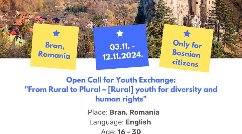 Open call for 5 participants for Youth Exchange in Bran, Romania