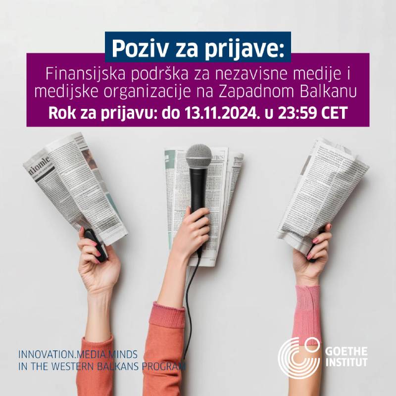 Poziv za Prijave: Finansijska podrška za nezavisne medije i medijske organizacije na Zapadnom Balkanu