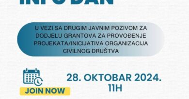 Online INFO DAN za sve zainteresovane organizacije i potencijalne aplikante na Javni poziv