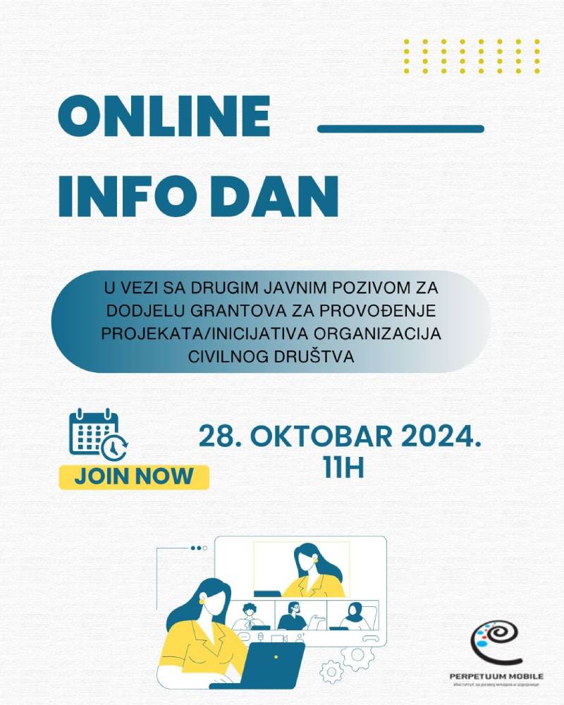 Online INFO DAN za sve zainteresovane organizacije i potencijalne aplikante na Javni poziv