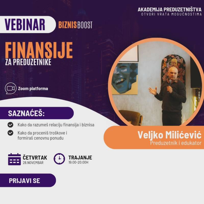 Besplatni webinar - Finansije za preduzetnike