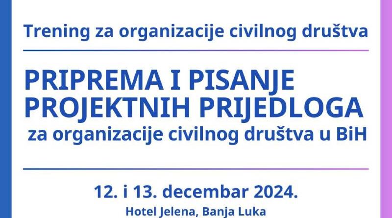 Priprema i pisanje projektnih prijedloga za organizacije civilnog društva