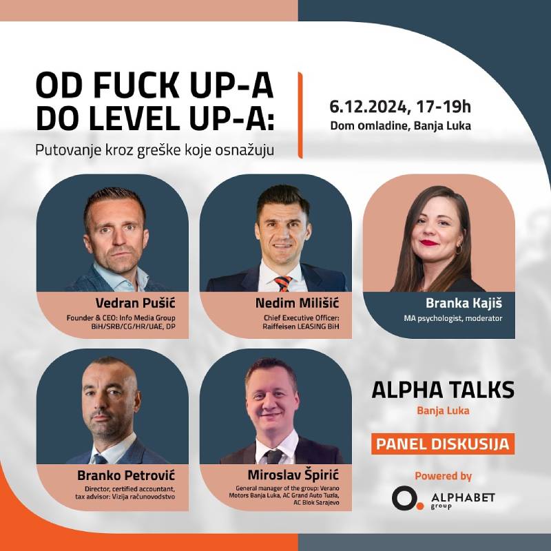 Panel diskusija "OD FUCK UP-A DO LEVEL UP-A: Putovanje kroz greške koje osnažuju"