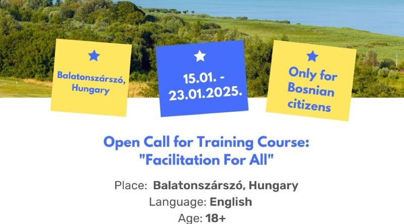 Open Call for Training Course “Facilitation For All” in Balatonszárszó, Hungary