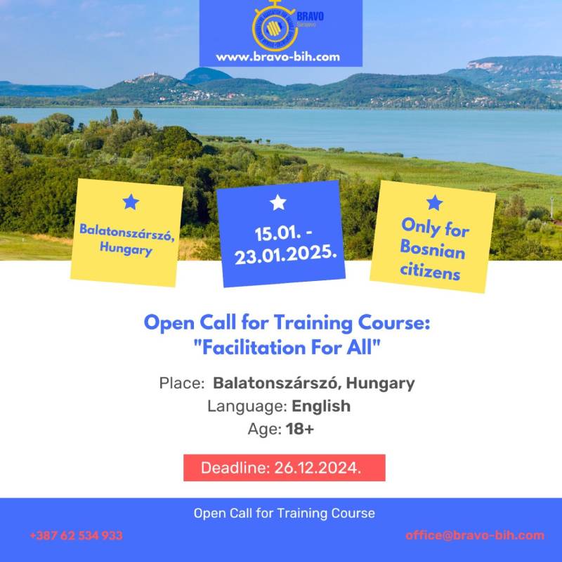 Open Call for Training Course “Facilitation For All” in Balatonszárszó, Hungary