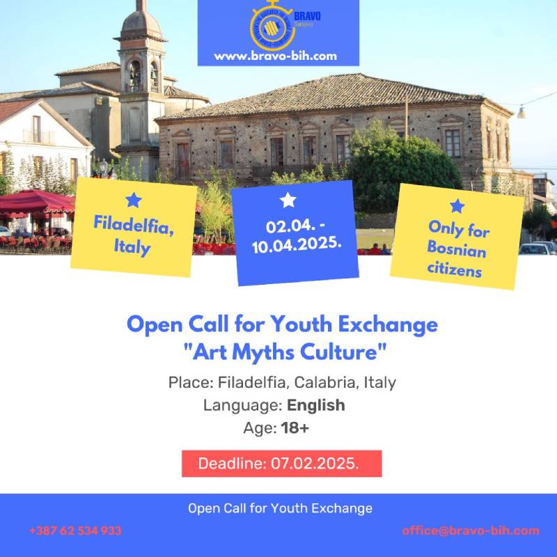 Open call for youth exchange "Art myths culture" in Filadelfia, Calabria, Italy